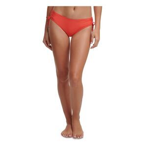 DKNY Women's Red Side Ties With Token Detail Bikini Swimsuit Bottom L